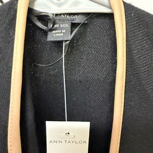 Ann Taylor Black Wrap with Tan Edging